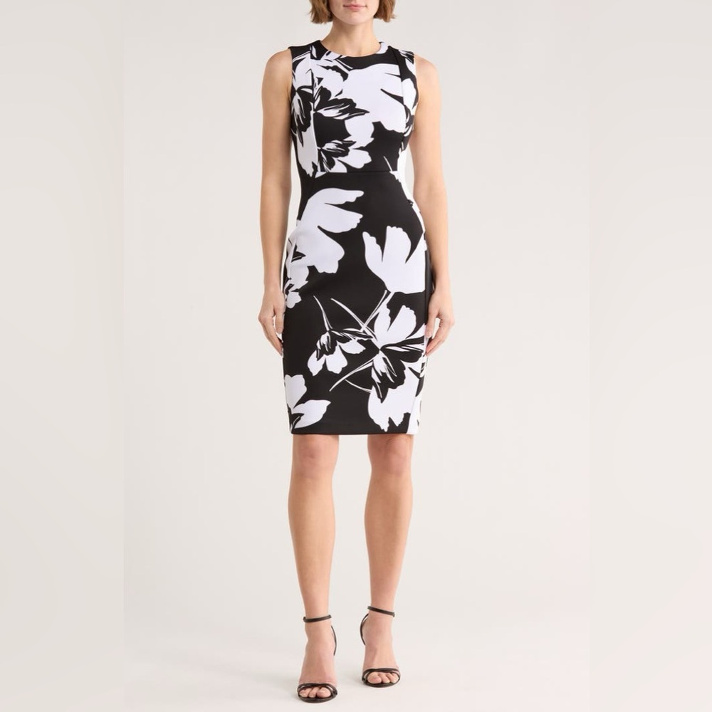 Calvin Klein Floral-Print Scuba Sheath Dress